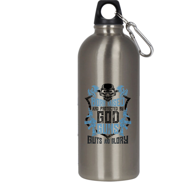 Born Raised And Protected By God Guns 20 oz Stainless Steel Bottle,Cool Gunner Outdoor Sports Water Bottle