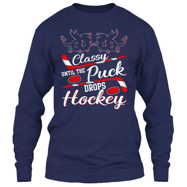 Classy Until The Puck Drops Hockey T Shirt, Merry Christmas T Shirt
