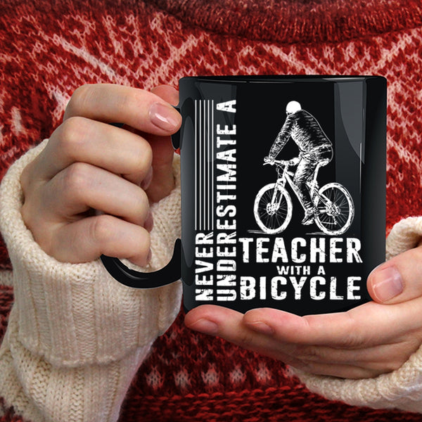 Teacher With A Bicycle Coffee Mug, Cool Teacher Coffee Cup