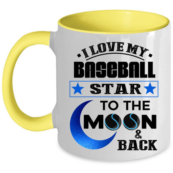 To The Moon And Back Coffee Mug, I Love My Baseball Star Accent Mug