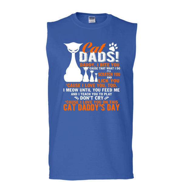 Cat Dads T Shirt, Daddy I Bite You T Shirt, Cool T Shirt (Men's Cotton Sleeveless)
