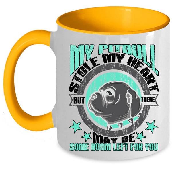 I Love My Pitbull Coffee Mug, My Pitbull Stole My Heart Accent Mug