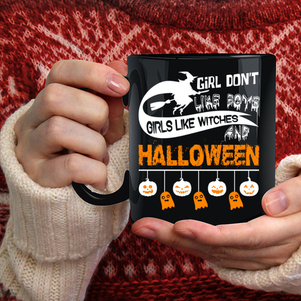 Girls Like Witches And Halloween Coffee Mug, Cute Girls Coffee Cup
