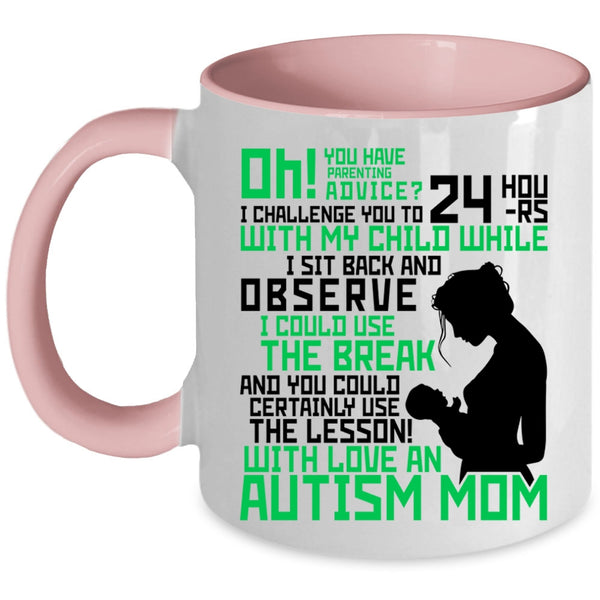 Cute Mom Coffee Mug, Love An Autism Mom Accent Mug