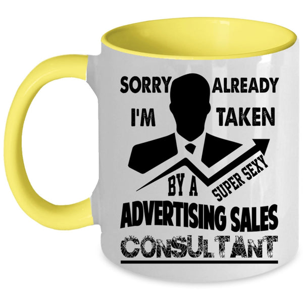 Just Married Coffee Mug, Taken By An Advertising Sales Consultant Accent Mug