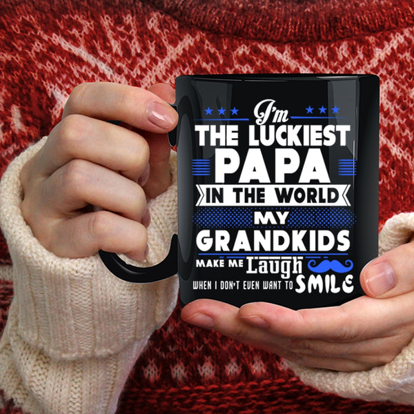 I'm The Luckiest Papa In The World Coffee Mug, My Grandkids Make Me Laugh Coffee Cup