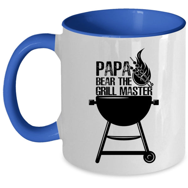Funny Gift For Papa Coffee Mug, Papa Bear The Grill Master Accent Mug