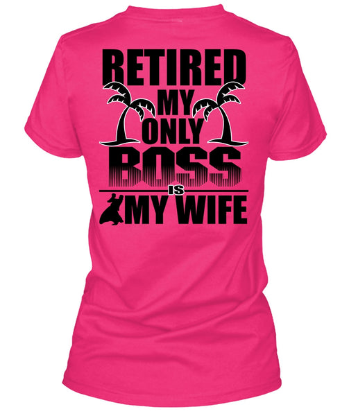 Retired My Only Boss Is My Wife T Shirt, Being A Husband T Shirt, Cool Shirt (Ladies LS Heather V-Neck)