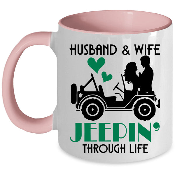 Jeeping Through Life Coffee Mug, Husband And Wife Accent Mug