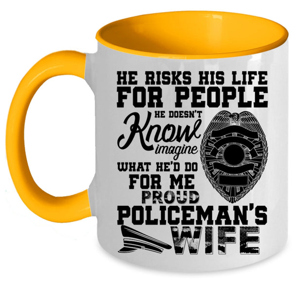 Beautiful Wife Coffee Mug, Proud Policeman's Wife Accent Mug