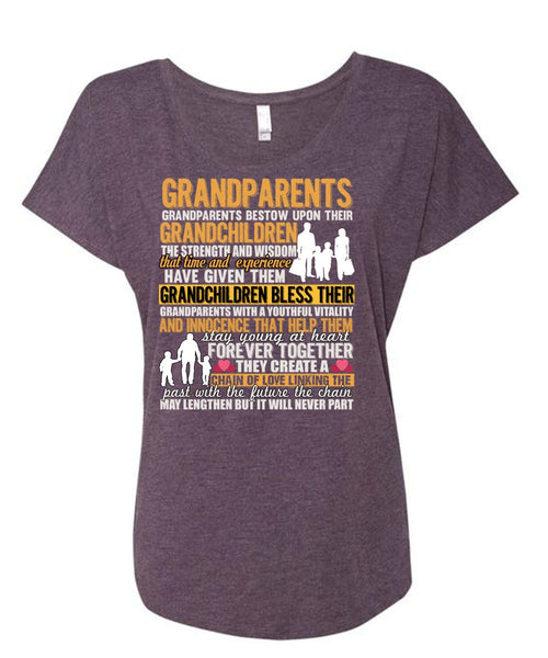 Grandparents Bestow Upon Their Grandchildren T Shirt, I Love Grandkid T Shirt, Cool Shirt (Ladies' Triblend Dolman Sleeve)