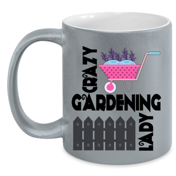 Funny Gift For My Wife Coffee Mug, Crazy Gardening Lady Accent Mug