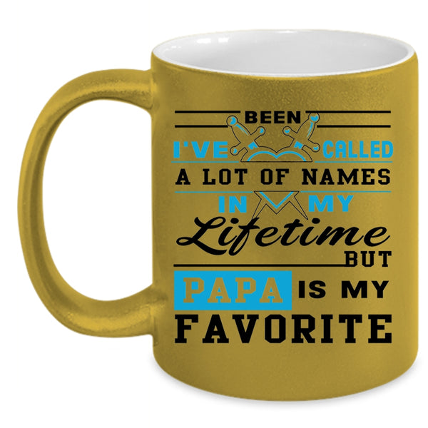 Cool Gift For Dad Coffee Mug, Papa Is My Favorite Name Accent Mug