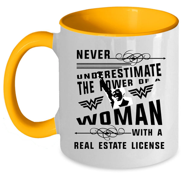 Cool Woman Coffee Mug, A Woman With A Real Estate License Accent Mug
