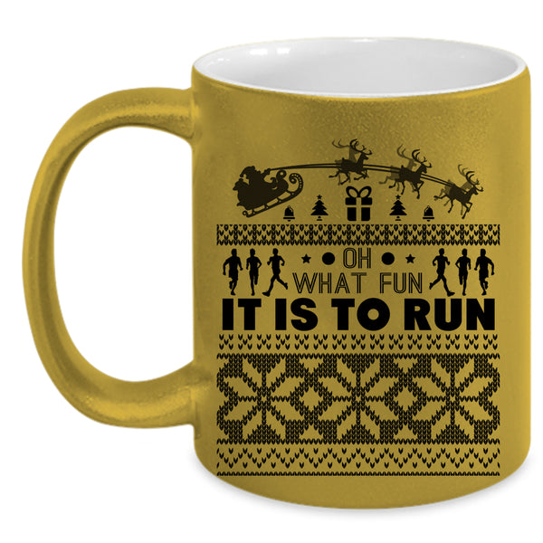Cool Running Coffee Mug, Oh What Fun It Is To Run Accent Mug