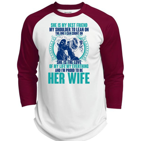 I'm Proud To Be Her Wife T Shirt, I Love Wife T Shirt, Awesome T-Shirts  (Polyester Game Baseball Jersey)