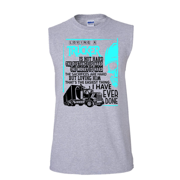 Loving A Trucker T Shirt, Coolest Trucker T Shirt, Awesome t-shirts (Men's Cotton Sleeveless)
