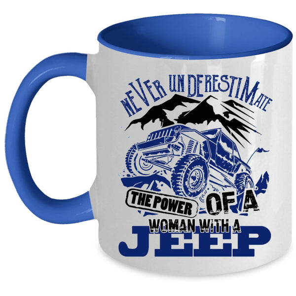 Beautiful Lady Coffee Mug, The Power Of A Woman With A Jeep Accent Mug