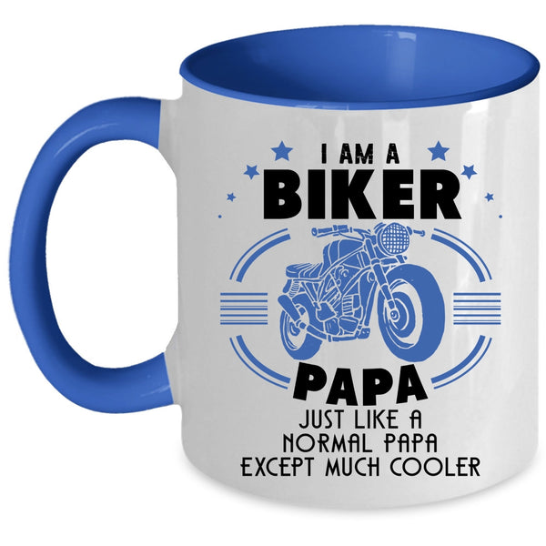 Cool Papa Coffee Mug, I Am A Biker Papa Accent Mug