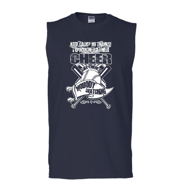 I'd Much Rather Cheer T Shirt, I'm A Baseball Player Tank Top (Men's Cotton Sleeveless)