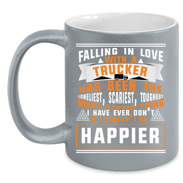 Falling In Love With A Trucker Coffee Mug, I Love Truck Driver Coffee Cup