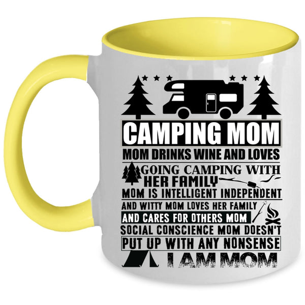 Mom Drinks Wine And Love Camping Coffee Mug, Camping Mom Accent Mug