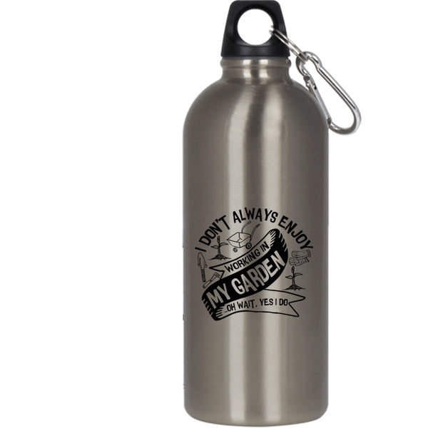I Always Enjoy Working In My Garden 20 oz Stainless Steel Bottle,Funny Gardening Outdoor Sports Water Bottle