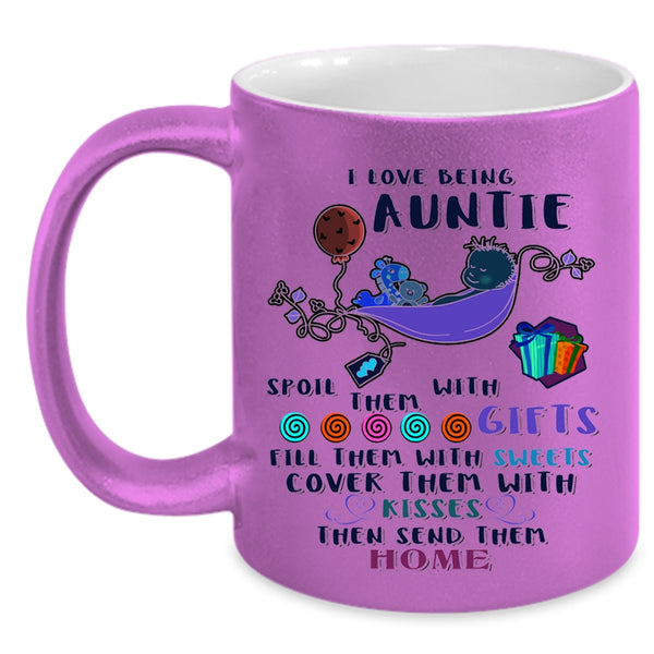 Cute Gift For Auntie Coffee Mug, I Love Being Auntie Accent Mug