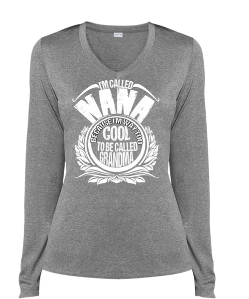 I'm Called Nana T Shirt, To Be Called Grandma T Shirt, Cool Shirt (Ladies LS Heather V-Neck)