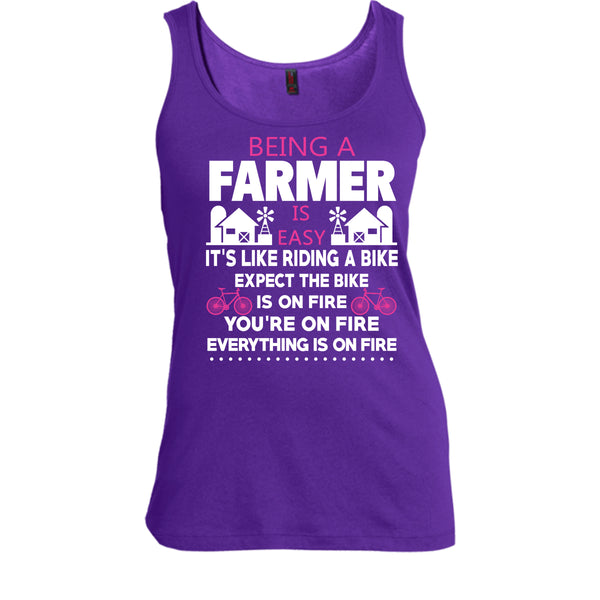 Being A Farmer Is Easy T Shirt, It's Like Riding A Bike T Shirt, Cool T Shirt