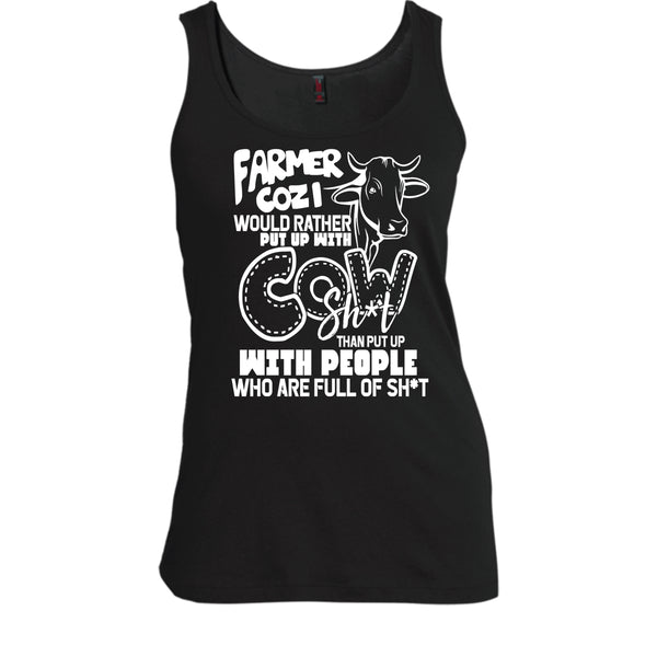 Farmer Cozi T Shirt, Rather Put Up With Cow T Shirt, Cool T Shirt