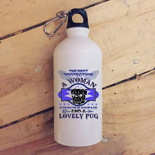 The Best Protection A Woman 20 oz Stainless Steel Bottle,Lovely Pug Outdoor Sports Water Bottle