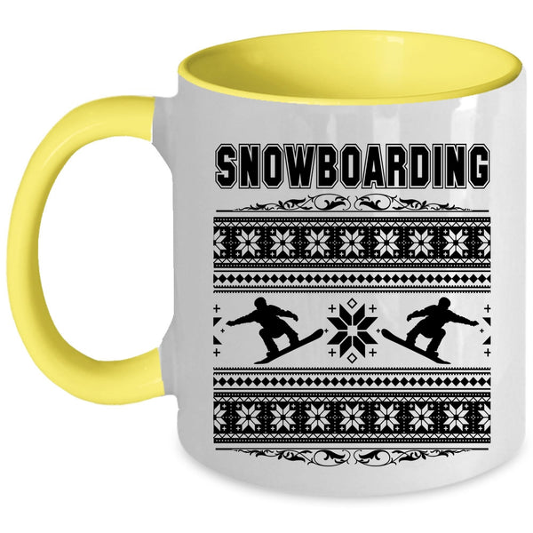 Merry Little Christmas Coffee Mug, Snowboarding Accent Mug