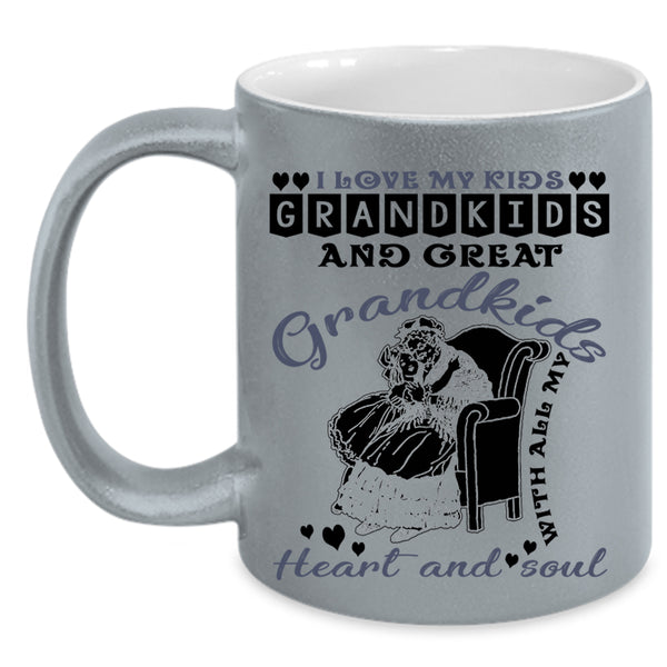 Grandkids And Great Grandkids Coffee Mug, I Love My Kids Accent Mug