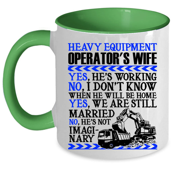 Cool Just Married Coffee Mug, Heavy Equipment Operator's Wife Accent Mug