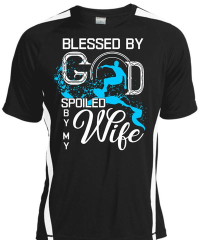 A black t-shirt with the shopify logo