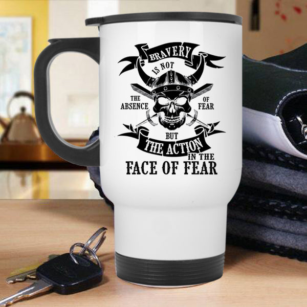 Cool Halloween Travel Mug, The Action In The Face Of Fear Mug