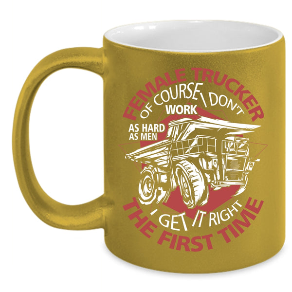 Female Trucker Coffee Mug, Cool Gift For Mom Coffee Cup