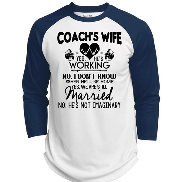 Coach's Wife He's Working T Shirt, I Love Coach T Shirt, Awesome T-Shirts  (Polyester Game Baseball Jersey)