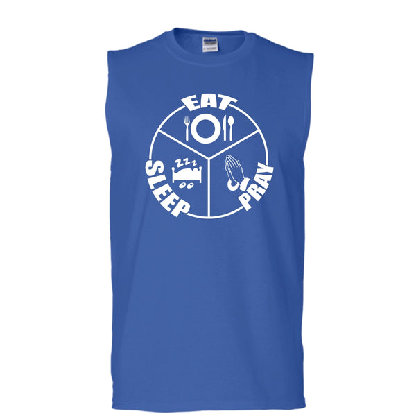 Eat Sleep Pray T Shirt, Coolest Prayer T Shirt, Cool T Shirt (Men's Cotton Sleeveless)