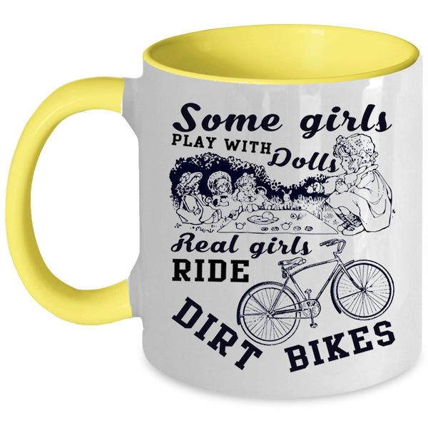 Cool Girls Coffee Mug, Real Girls Ride Dirt Bikes Accent Mug
