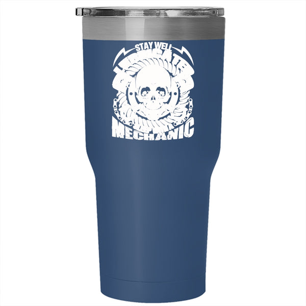Saty Well Lubricated Sleep With A Mechanic Tumbler 30 oz Stainless Steel, Cool Mechanics Travel Mug