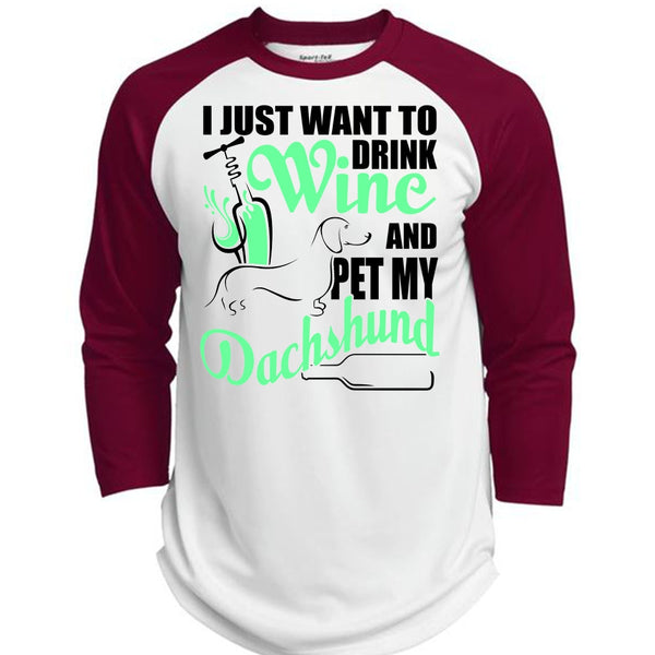 I Just Want To Drink Wine T Shirt, I Love Dachshund T Shirt, Awesome T-Shirts  (Polyester Game Baseball Jersey)