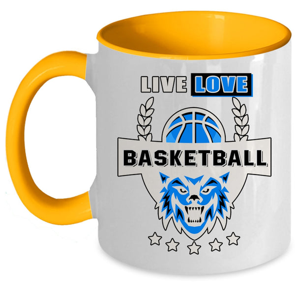Cool Basketball Player Coffee Mug, Live Love Basketball Accent Mug