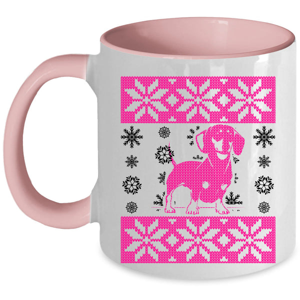 Ugly Christmas Coffee Mug, Cute Dachshund Accent Mug