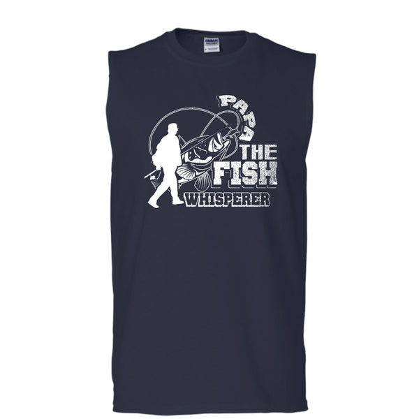 Papa The Fish Whisperer T Shirt, Coolest Hooker Tank Top (Men's Cotton Sleeveless)
