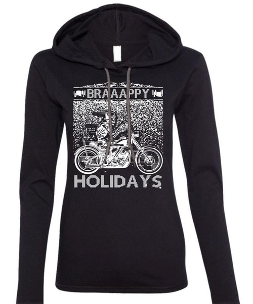 Braaappy Holidays T Shirt, I Love Christmas T Shirt (Anvil Ladies Ringspun Hooded)