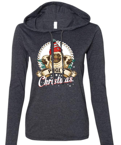 Pugly Christmas T Shirt, I Love Christmas T Shirt (Anvil Ladies Ringspun Hooded)