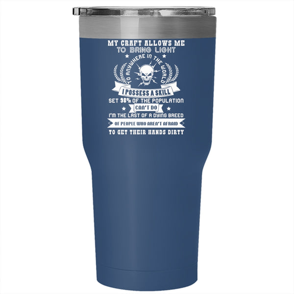 My Craft Allows Me To Bring Light Tumbler 30 oz Stainless Steel, Cool Electricians Travel Mug