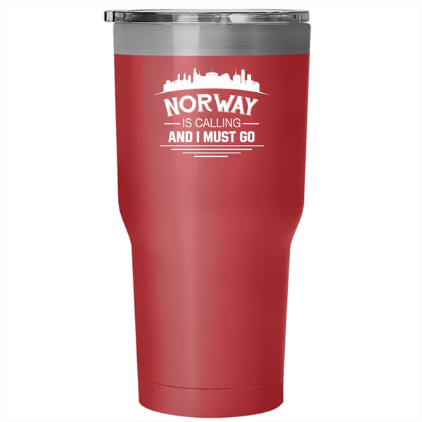 Norway Is Caling And I Must go Tumbler 30 oz Stainless Steel, Cool Norway Travel Mug